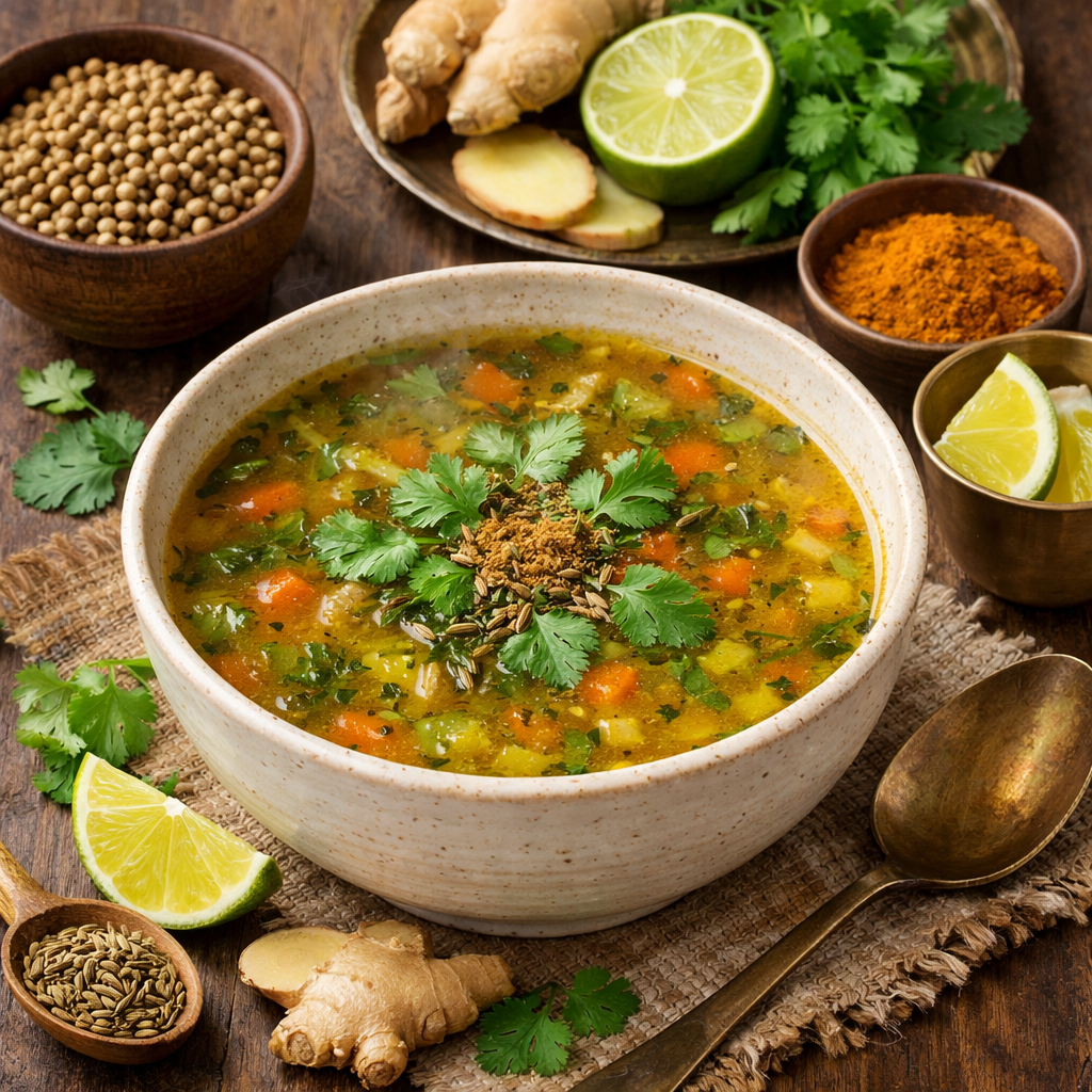 Ayurvedic Digestive Soup with Cumin and Coriander